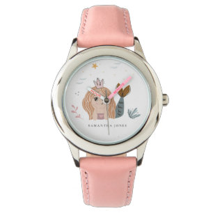 Montre Mignonne Petite Maillot Sirène Aquarelle Fille