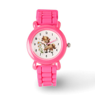 Montre Mignonne Pony Mange Manger Des Marguerites
