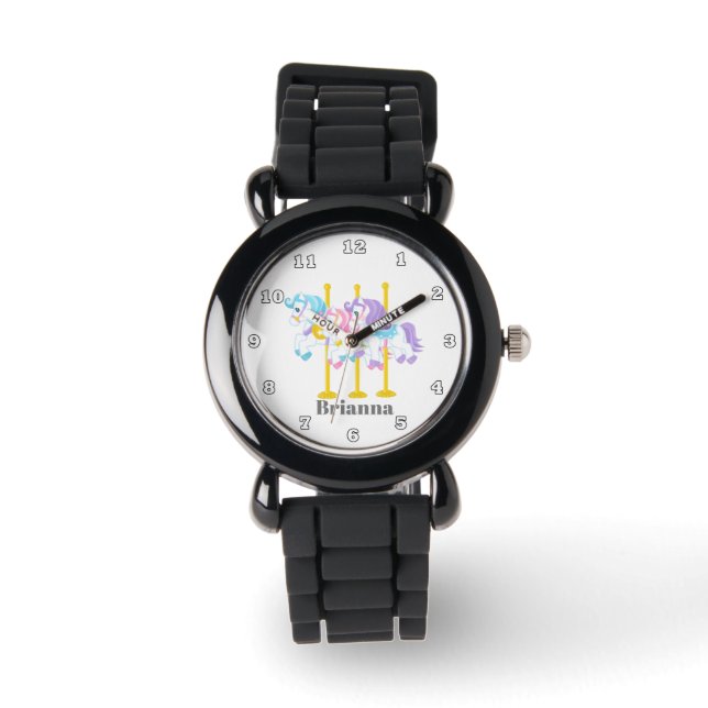 Montre Mignonnes filles ajouter nom carousel cheval ajout (Recto)