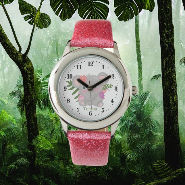 Montre mignonnes filles amateurs de rhinocéros ajouter no (Créateur téléchargé)