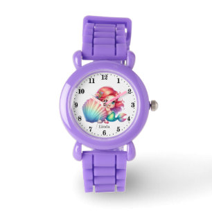 Montre Mignonnes filles mermaid amoureux ajouter le nom