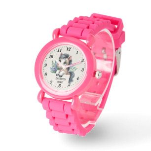Montre Mignonnes filles regarder licorne ajouter nom