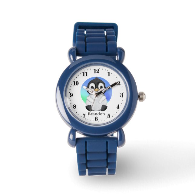 Montre mignons enfants pingouins unisex amants ajouter no (Recto)