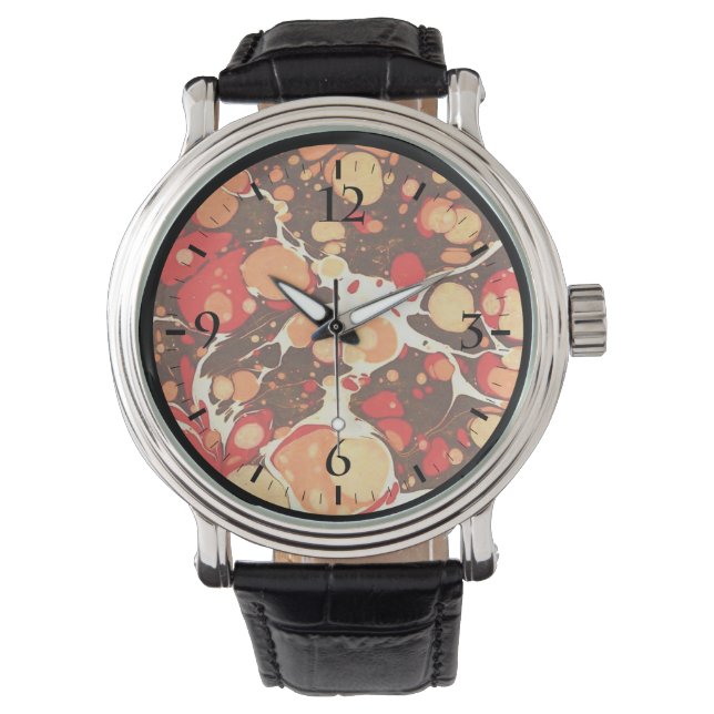 Montre Mignons rouge brun orange pierres abstraites (devant)