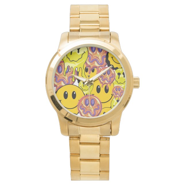 Montre Mikitiez Coussin Smileyface jaune jardin (devant)
