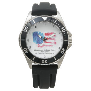 Montre *~* Militaire Vétéran Rouge Blanc Bleu Américain D