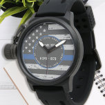 Montre Mince ligne bleue Merci retraite Cadeau police<br><div class="desc">Célébrez et montrez votre reconnaissance à un policier exceptionnel avec cette Montre de poche de Merci de police de Ligne Bleue Mince - Drapeau américain dans les couleurs du drapeau de la police, design en détresse. Parfait pour les récompenses de service et les cadeaux de retraite de la police. Personnalisez...</div>