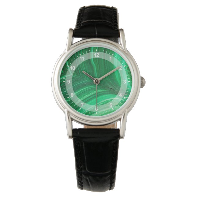 Montre Minéral de Malachite vert brillant (devant)