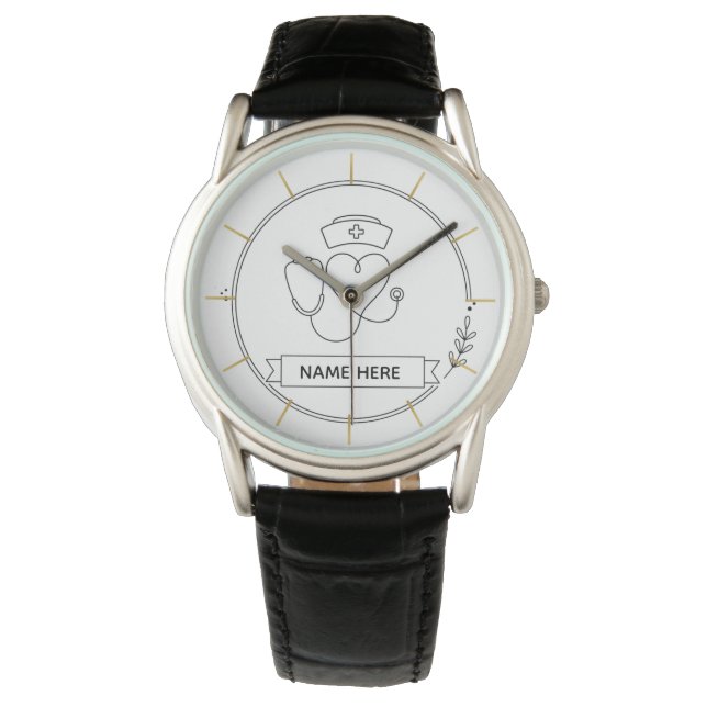 Montre Minimal Nurse Watch Personalized Healthcare Gift (devant)