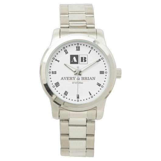Montre Minimalist Couples’ Personalized Names Initials (devant)