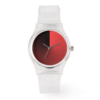 Montre Minimaliste clair avec cadran rouge noir et corail
