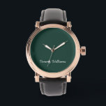 Montre Minimaliste Emerald Green Professionnel Simple<br><div class="desc">Ces simples et minimalistes peuvent être personnalisés pour inclure un nom ou n'importe quel texte de votre choix. Si vous ne voulez pas de texte et préfèreriez juste un blanc,  alors vous pouvez simplement supprimer le texte.</div>