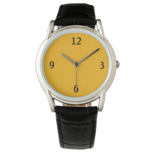 Montre Minimaliste. Jaune chaud.
