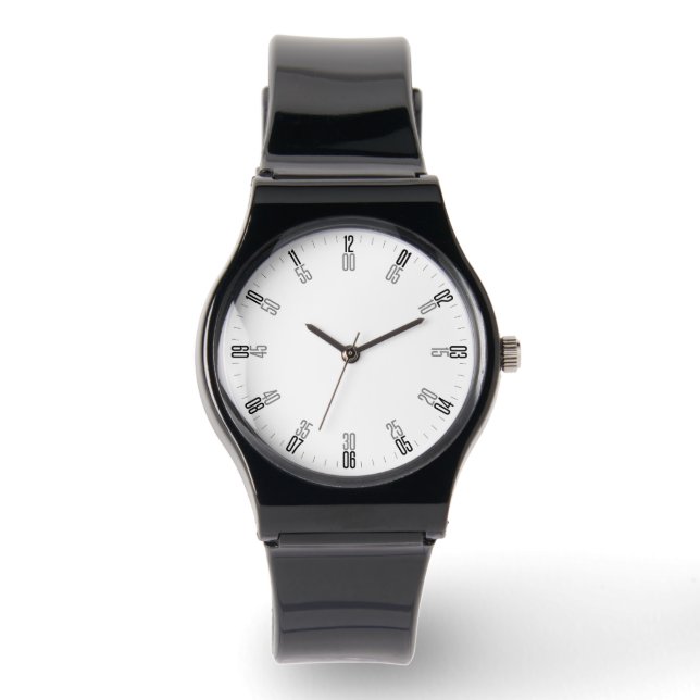 Montre Minimaliste noir avec numérotation unique - élégan (Recto)