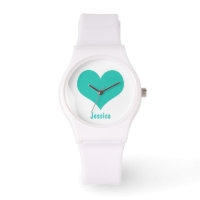 Mint Green Heart - Personnalisé Name Watch