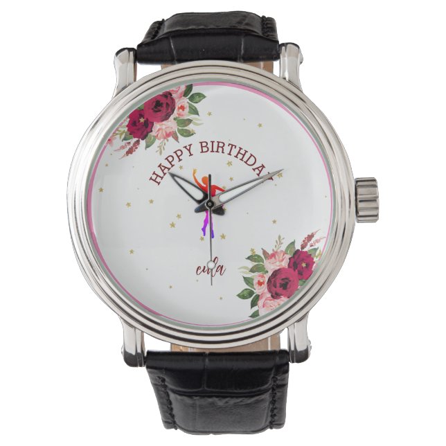 Montre Minuscule Danseur rose floral Ballet clé de fête d (devant)