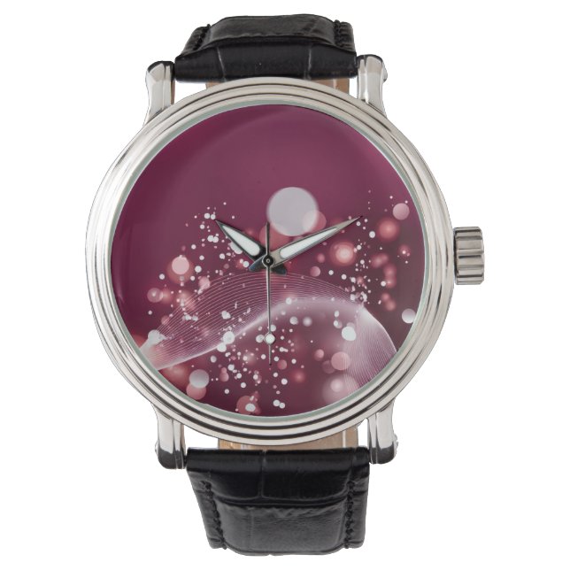 Montre Miroir compact Design élégant rose et blanc (devant)