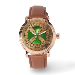 Montre MODÈLE ANTIQUE CROIX Green Emerald Gem