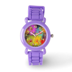 Montre Modèle coloré Fuzzy Splat et Confetti
