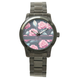 Montre modèles de roses roses romantiques et délicates