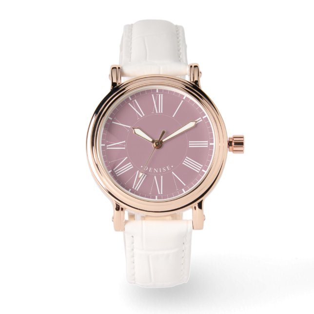 Montre Modern Elegant Chic Roman Numerals Valentine Pink (Recto)