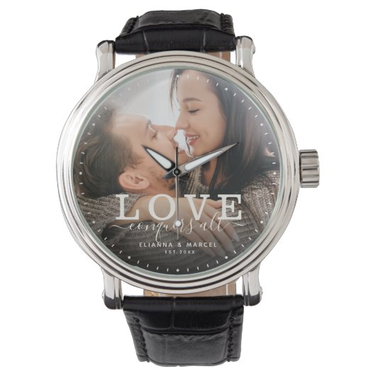 Montre Modern Love conquiert tous les Mariage Photo Scrip (devant)