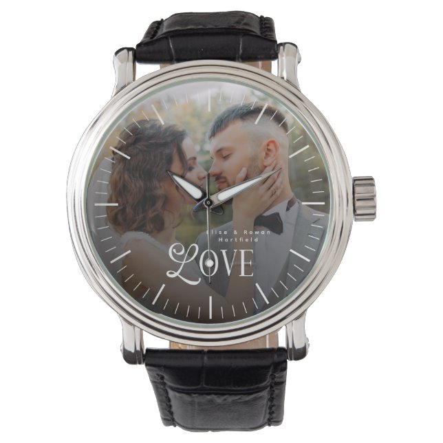 Montre Modern Love Custom Wedding Photo Couples Monogram (devant)