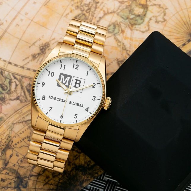 Montre Modern Minimal Typography White Paper Square (Créateur téléchargé)