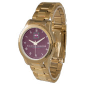 Montre Modern Minimalist Couple Name  Burgundy (Incliné)