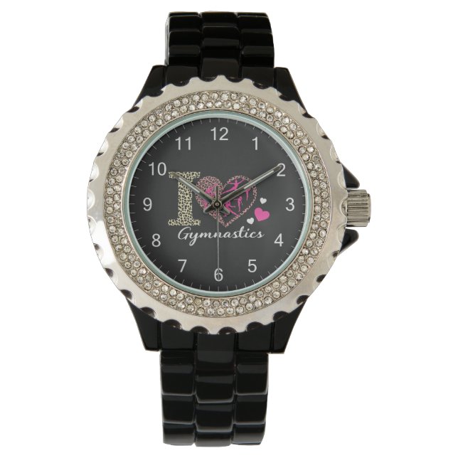Montre Modern Trendy Cute I Love Gymnastics Leopard       (devant)