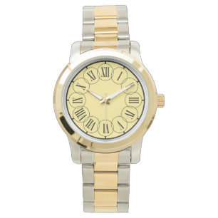 Montre Moderne Chic Numéros Romains Hommes Deux Tons 