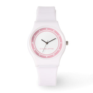 Montre Moderne Chic Simple Minimaliste Rose Nom Personnal