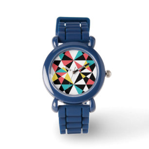 Montre Moderne, coloré, amusant, tendance, motif géométri