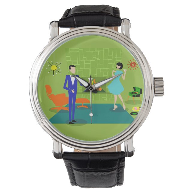 Montre moderne en couple du milieu du siècle (devant)