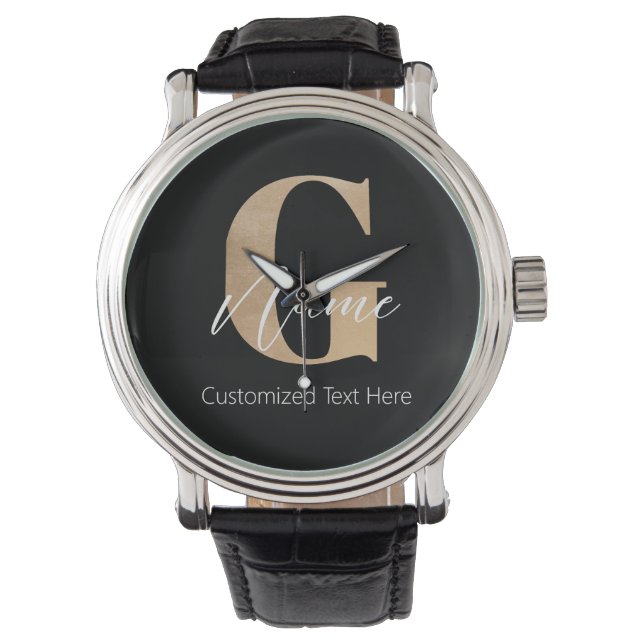 Montre Moderne Initiale G Monogrammée Et Nom Personnalisé (devant)