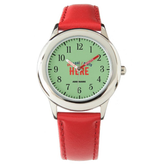MONTRE MODERNE MODERNE PERSONNALISABLE MINT ROUGE MARQUE  (devant)