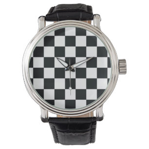 Montre Moderne Noir et Blanc à Carreaux