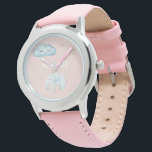 Montre Moderne Pastel Rose & Bleu Nom de l'enfant<br><div class="desc">Moderne Pastel Rose & Bleu Nom de l'enfant</div>