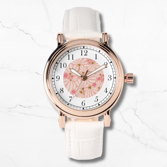 Montre Moderne rose floral tendance stylish chic femmes (Créateur téléchargé)