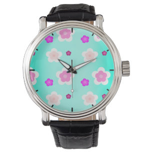 Montre Moderne Spring aqua dégradé de la flore violette m