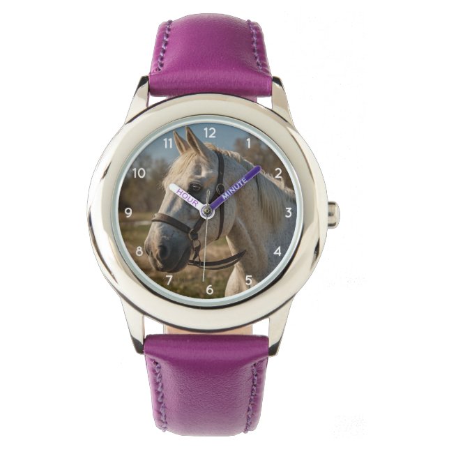 Montre Moderne tendance Beau Cheval Blanc Enfants (devant)