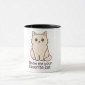 "Montre-Moi Ton Chat" Mug - Chat Noir Mignonne Ill (Centre)