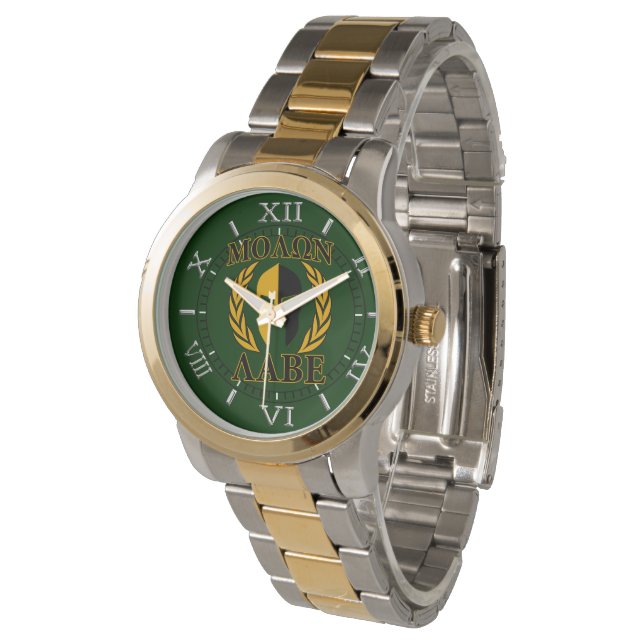 Montre Molon Labe Laurels spartiates sur Forest Green Dia (Incliné)