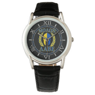Montre Molon Labe Spartan Mask Laurels Yellow Blue Dial