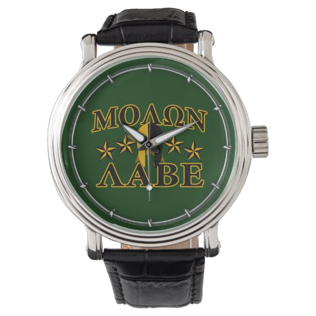 Montre Molon Labe Spartan Warrior 5 étoiles vert (devant)