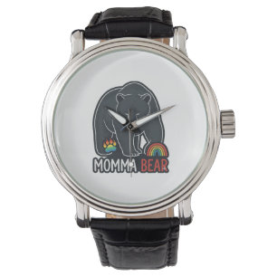 Montre Momma Bear Rainbow Vintage Engraving Conception de
