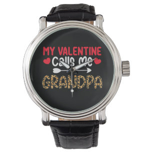 Montre Mon Valentin m'appelle Grand-père Léopard Buffle