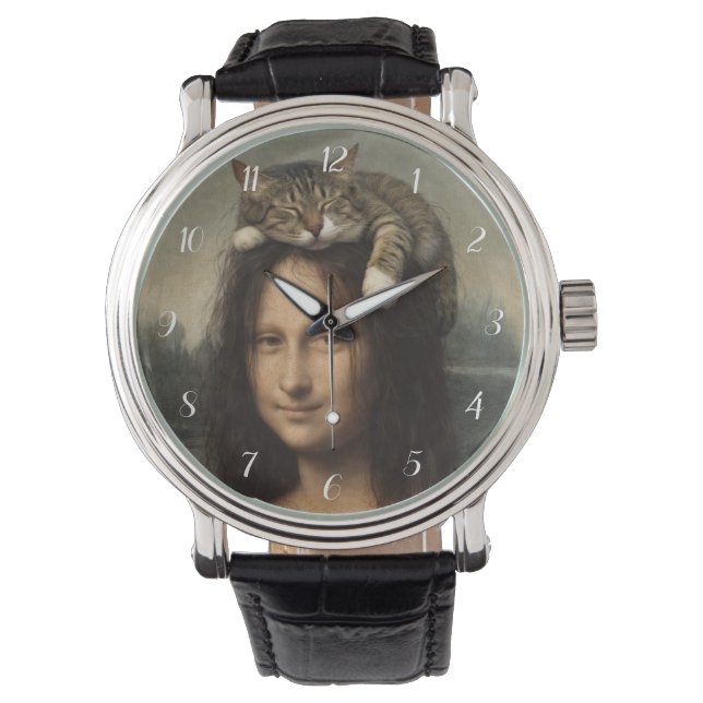 Montre Mona Lisa avec chat endormi (devant)