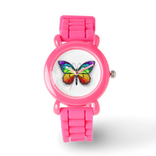 Montre Monarque papillon arc-en-ciel