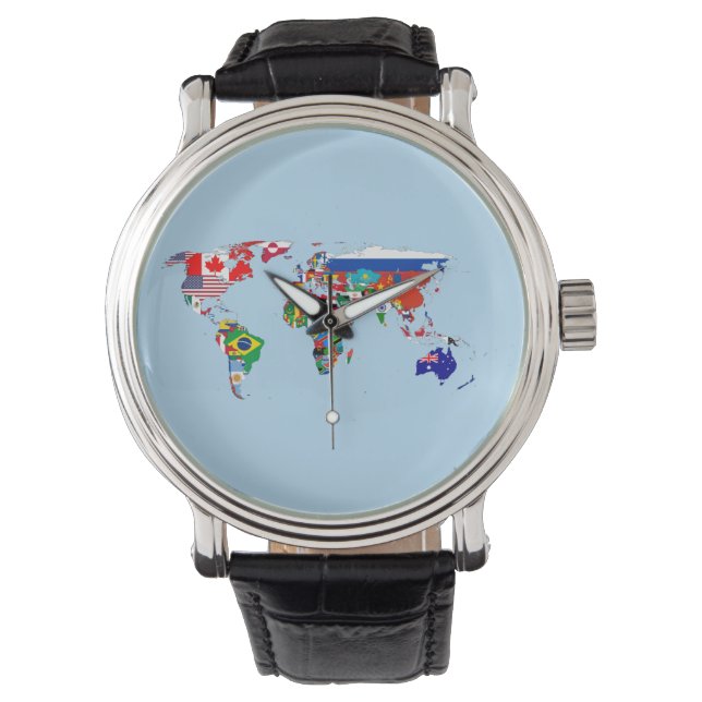 Montre Monde Carte des drapeaux Montrer (devant)